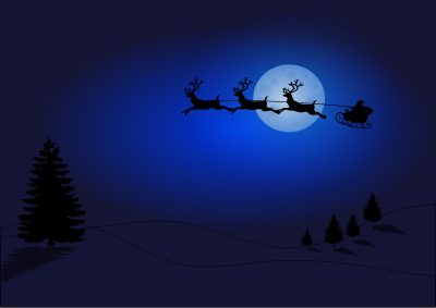 Santa in the sky clipart