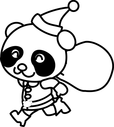 Santa Panda Coloring Page clipart