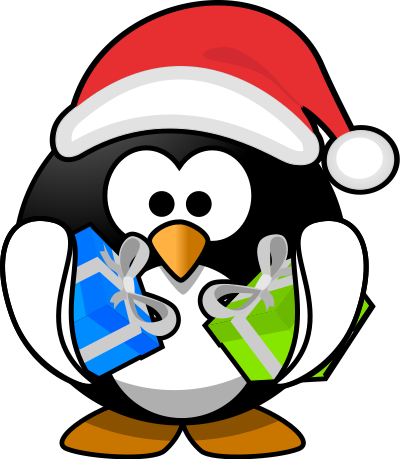 Santa penguin clipart