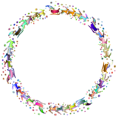 Santa Reindeer Frame Prismatic 3 clipart