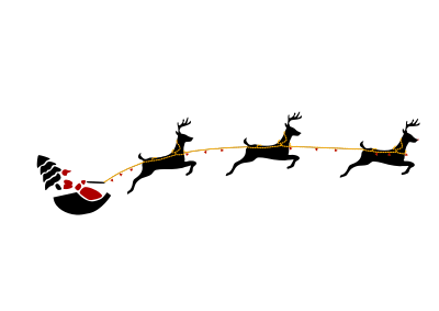 Santa with flying deers clipart