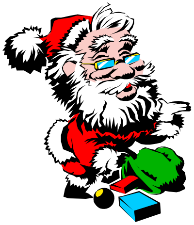 Santa with presents clipart