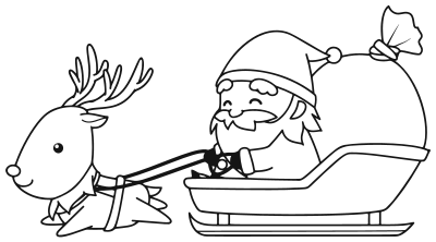 Santa With Reindeer Line Art clipart