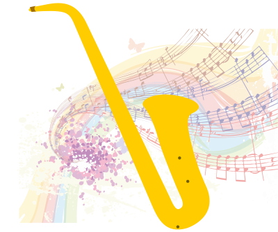 Saxophone with music background clipart