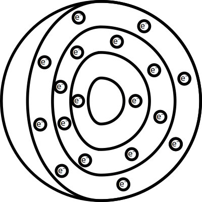 Schalenmodell eines Atoms in 3D mit Elektronen clipart