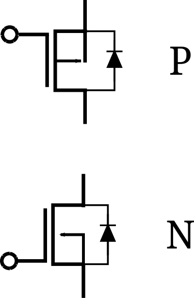 Schematic of MOSFET transistors clipart