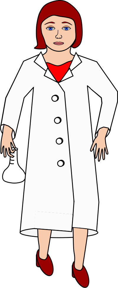 Scientist holding erlenmeyer flask clipart