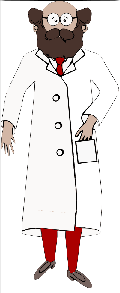 Scientist with hand in pocket clipart