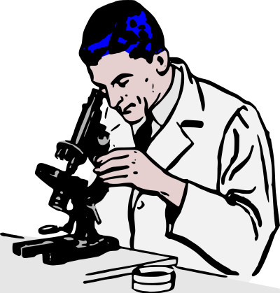 Scientist with microscope clipart