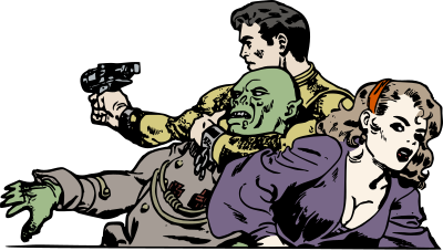 Scifi Hero and Monster - Colour Remix clipart