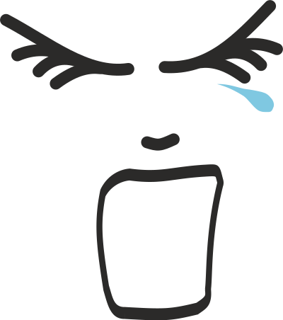 Screaming face with tear line drawing clipart