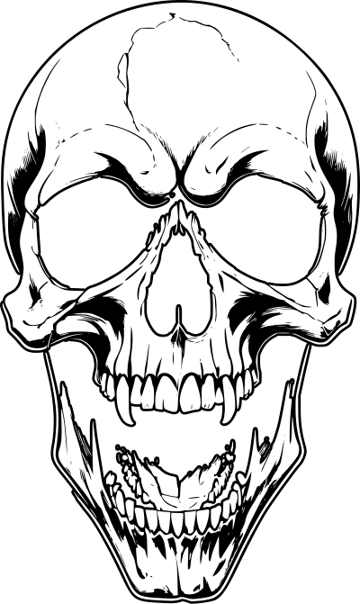 Screaming Vampire Skull White clipart
