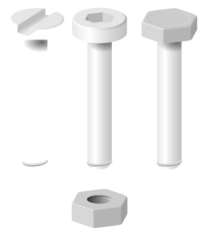 Screws and nut clipart