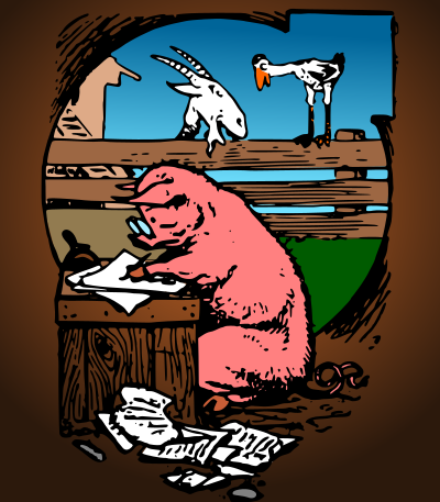 Scribe Pig colour clipart