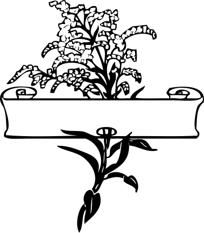 Scroll with flower spray clipart