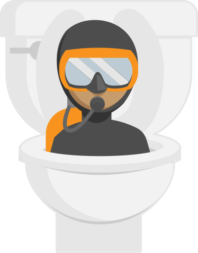 Scuba Diver in Toilet clipart