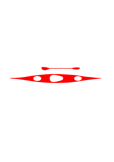 Sea kayak, paddle-top down view clipart