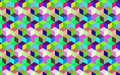 Seamless Prismatic Isometric Cubes Pattern clipart