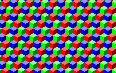 Seamless RGB Isometric Cubes Pattern clipart