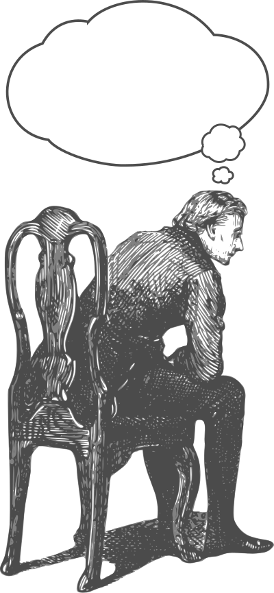 Seated man thinks clipart
