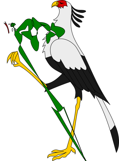 Secretary bird holding a snake clipart