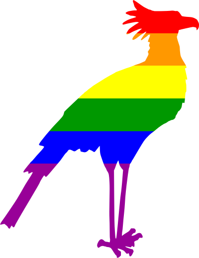 Secretary bird (rainbow colours 2) clipart