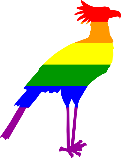 Secretary bird (rainbow colours) clipart