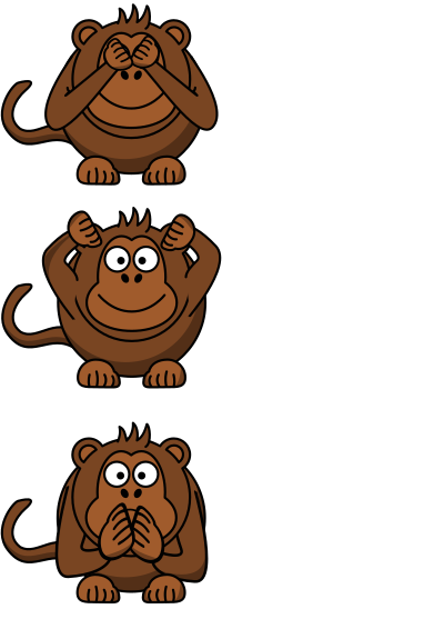 See/hear/speak no evil monkey clipart