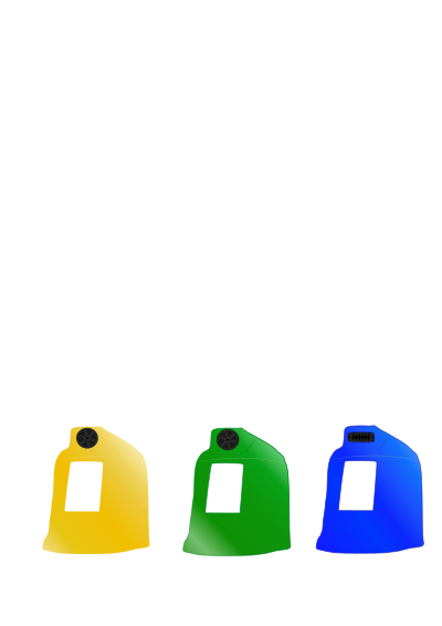 Selective recycling container in romania - plastic & metal, glass, paper clipart