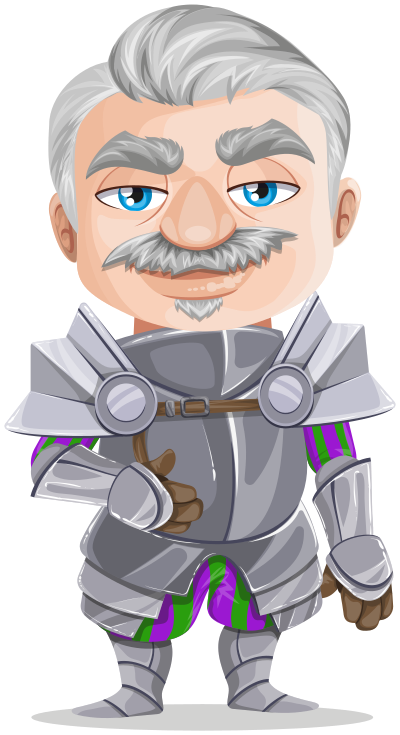 Senior knight warrior in armor, without weapons clipart