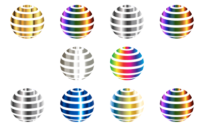 Set Of 10 Shiny Metallic 3D Spheres clipart