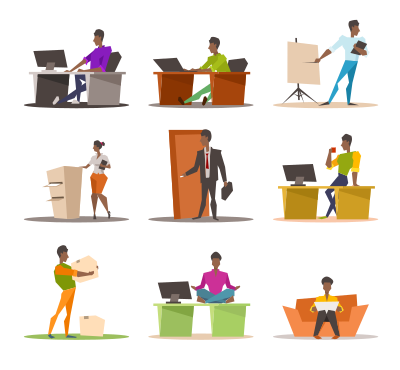 Set of African Office Workers clipart