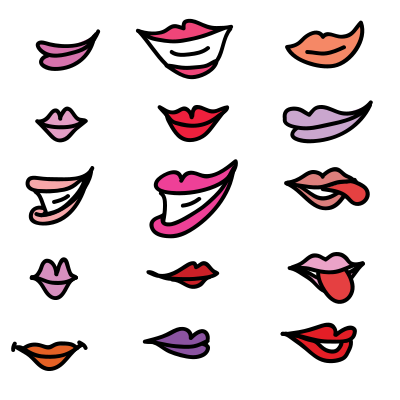 Set of girly lips clipart