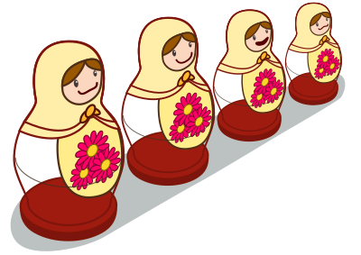 Set of isometric matryoshka dolls clipart