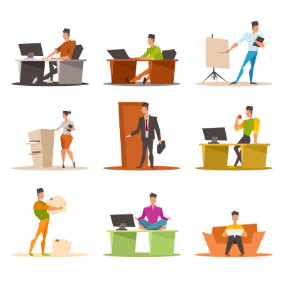 Set of office workers clipart