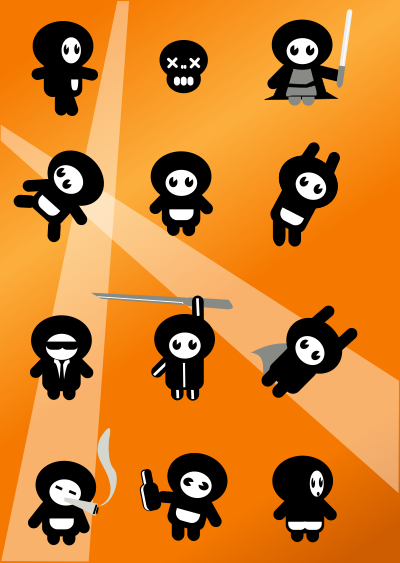 Set of small cartoon figures clipart
