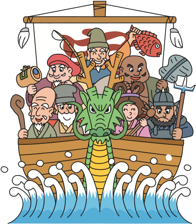 Seven Gods of Luck and Good Fortune (#1) clipart