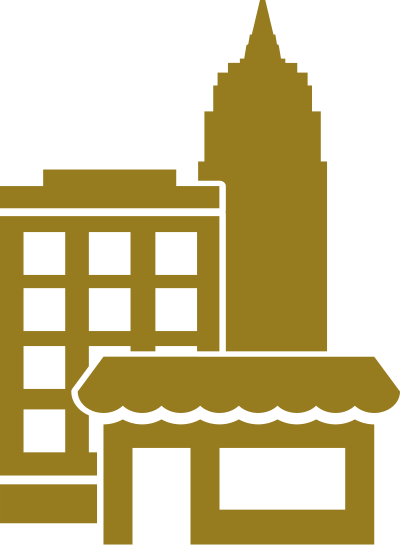 Several buildings clipart