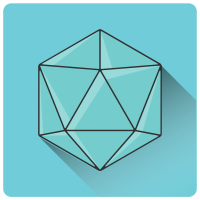 Shadowed 20 sided dice icon clipart