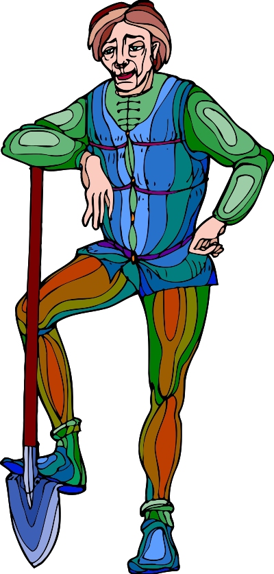 Shakespeare characters - gravedigger (colour) clipart