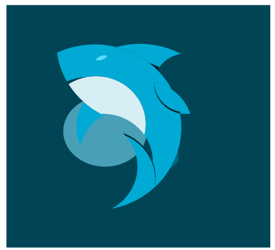 Shark flat blue clipart