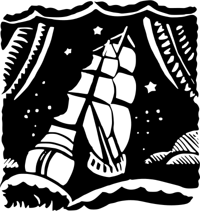 Ship in reverse silhouette clipart