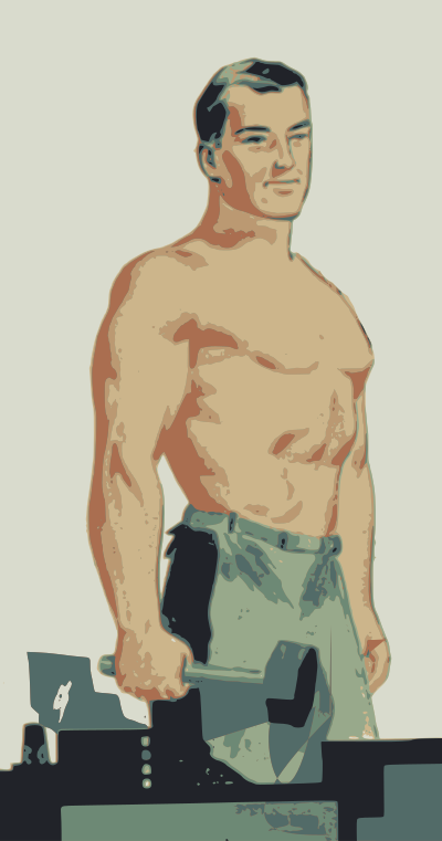 Shirtless Worker clipart