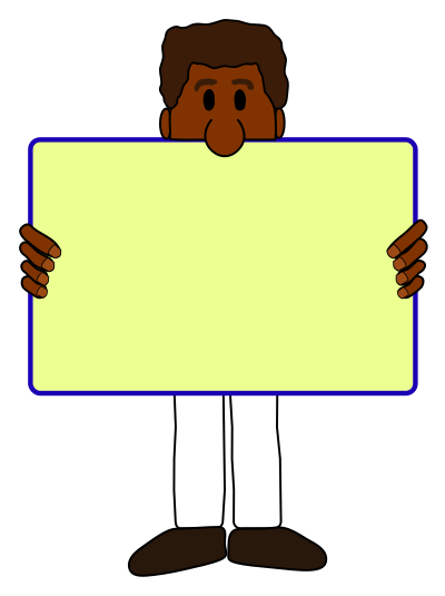 Shy Man with a Sign clipart