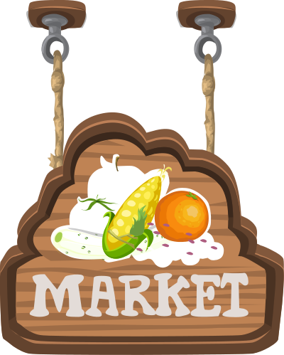 Sign for a fruit & veg market from Glitch clipart