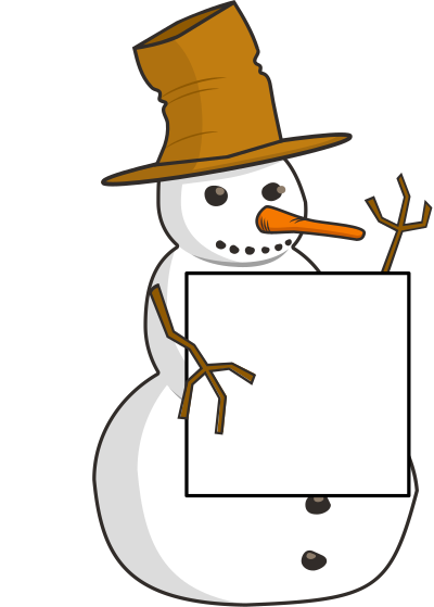 Sign-holding snowman clipart