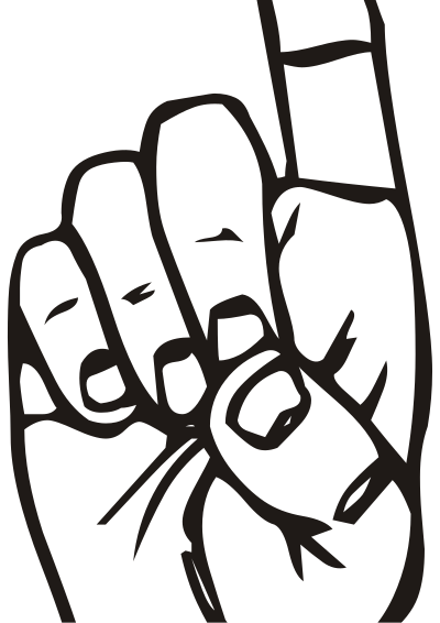 Sign language D, finger pointing clipart