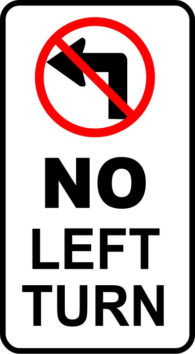Sign-no left turn clipart