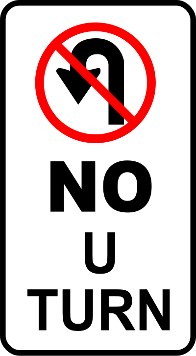 sign-no U turn clipart