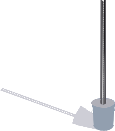 Signpost in cement bucket with shadow clipart